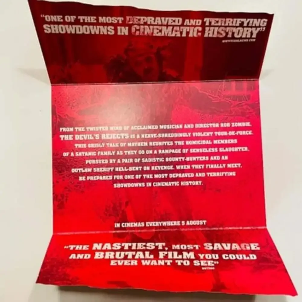 RARE The Devils Rejects 2005 Movie Promo Fold Out Card Rob Zombie ~ FREE SHIP!